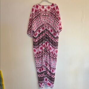 Tommy Bahama Pink and Black Geometric Kaftan